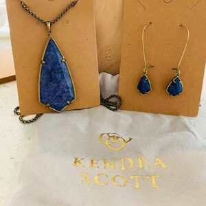 Kendra Scott Lapis Blue Necklace and Earrings Set